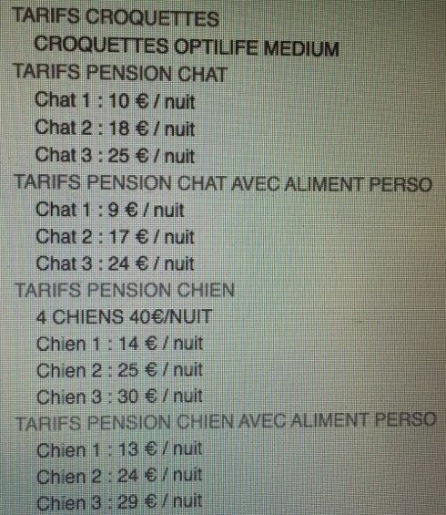 Tarif pension chien chat Occicanis